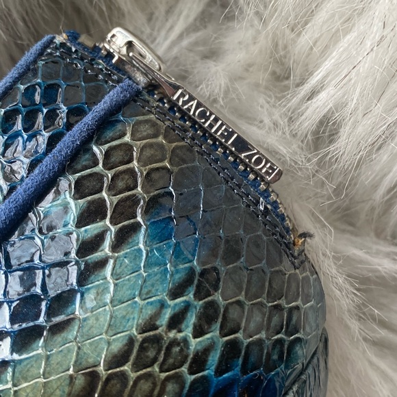 Rachel Zoe teal platform python snakeskin block heel zipper sky high heel 2000s - Picture 11 of 13